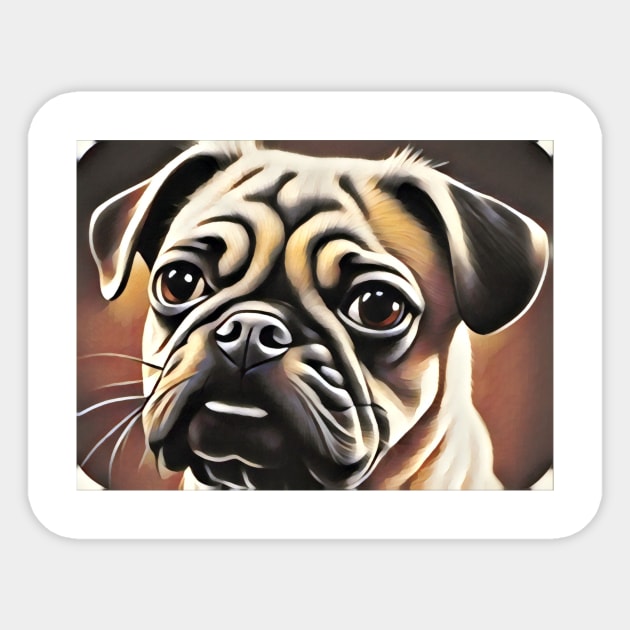 Pug Dog Portrait Sticker by allaboutpugdogs 